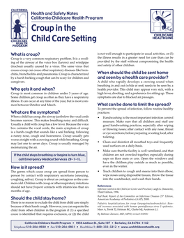 Croup in the Child Care Setting