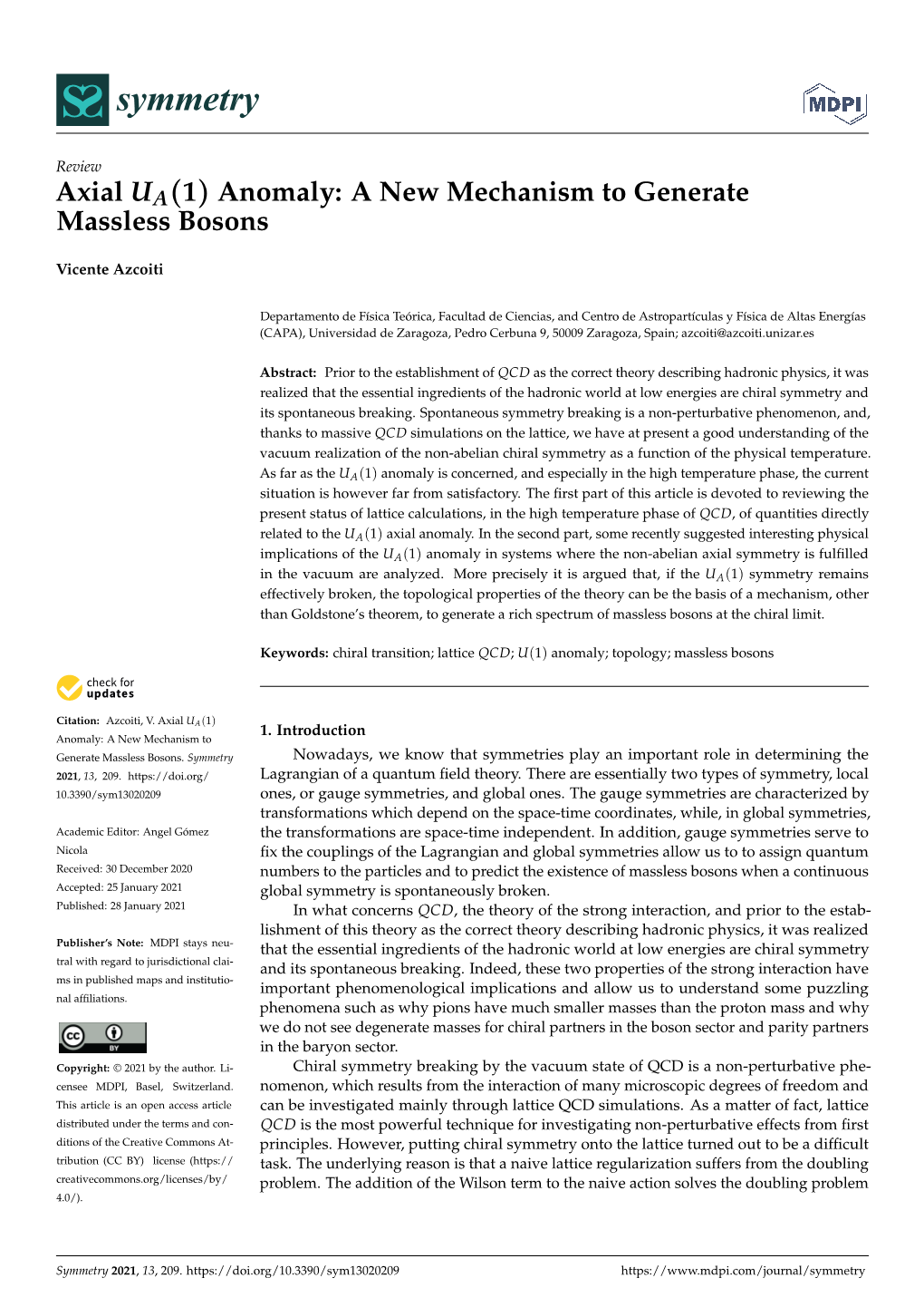 Anomaly: a New Mechanism to Generate Massless Bosons