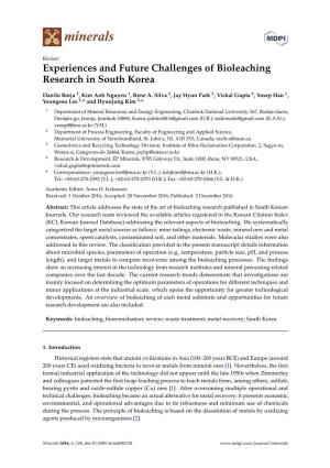 Experiences and Future Challenges of Bioleaching Research in South Korea
