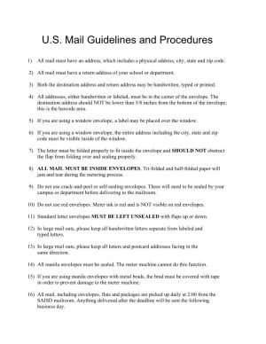 U.S. Mail Guidelines and Procedures