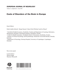 Costs of Disorders of the Brain in Europe
