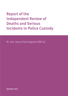 Report of the Independent Review of Deaths and Serious Incidents in Police Custody