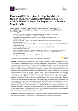 Prostanoid EP2 Receptors Are Up-Regulated in Human Pulmonary Arterial Hypertension: a Key Anti-Proliferative Target for Treprostinil in Smooth Muscle Cells