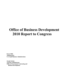 SBA Office of Business Development 2010 Report to Congress
