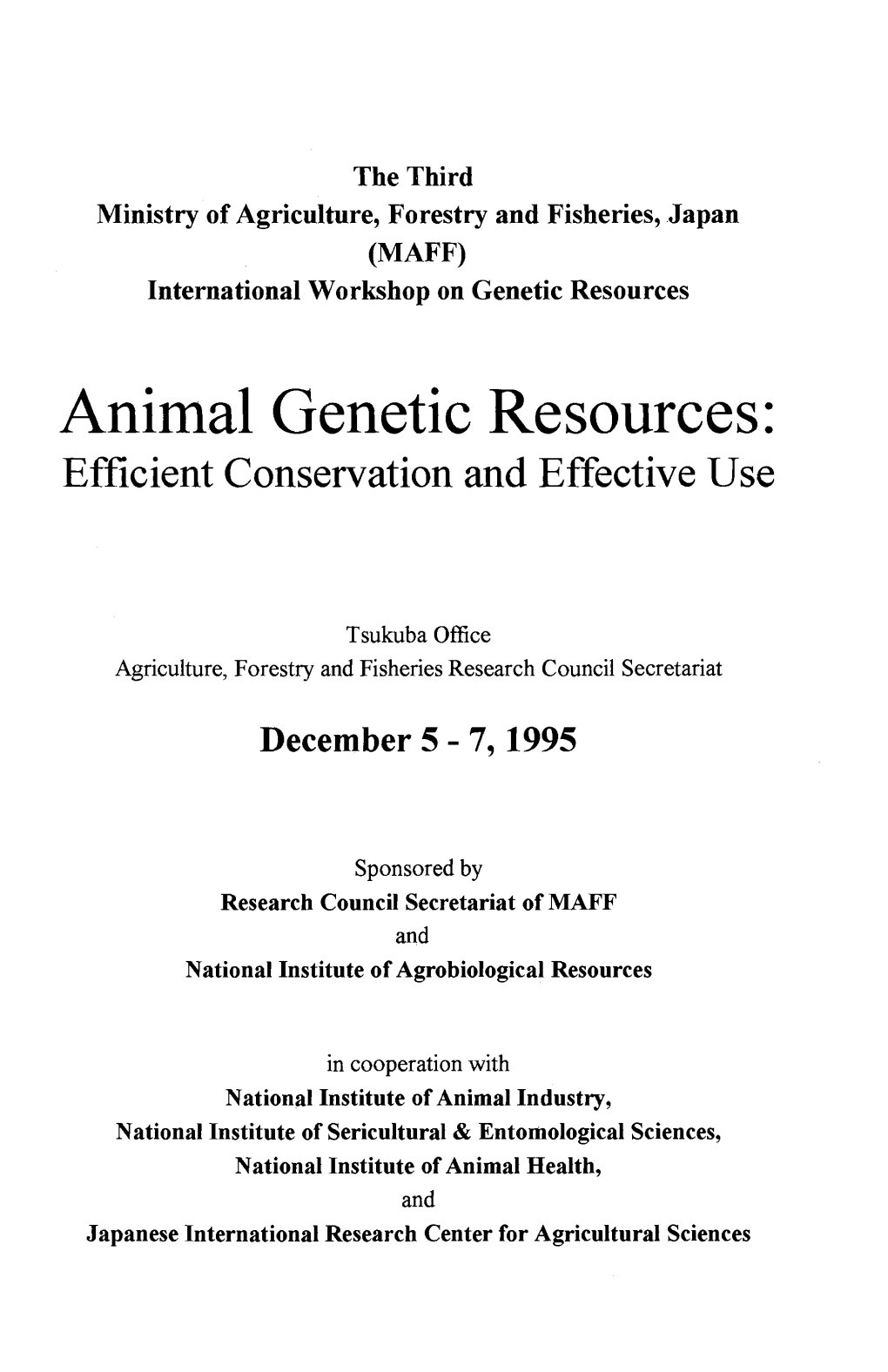 Genetic Animal Genetic Resources