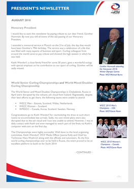 WCF President's Newsletter