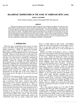Sea-Surface Temperatures in the Wake of Hurricane Betsy (1965) James D