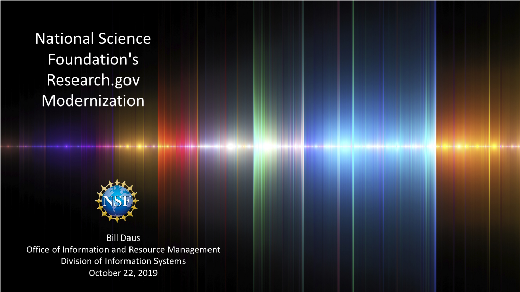 National Science Foundation's Research.Gov Modernization