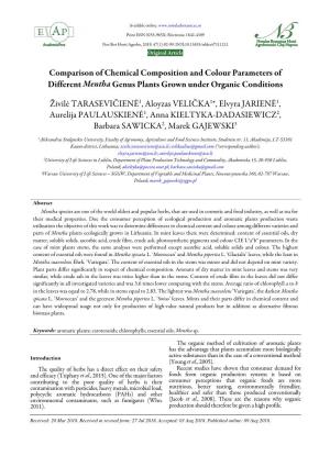 Comparison of Chemical Composition and Colour Parameters of Different Mentha Genus Plants Grown Under Organic Conditions