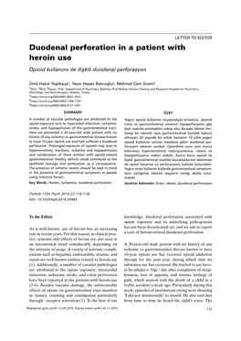 Duodenal Perforation in a Patient with Heroin Use