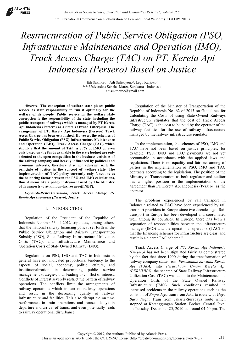 (PSO, Infrastructure Maintenance and Operation (IMO), Track Access Charge (TAC) on PT