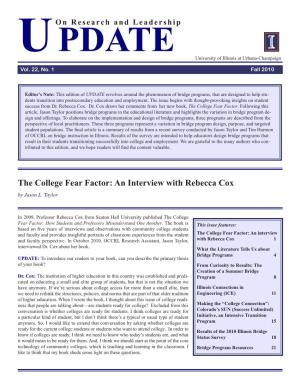 The College Fear Factor: an Interview with Rebecca Cox by Jason L