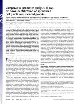 Comparative Promoter Analysis Allows De Novo Identification of Specialized Cell Junction-Associated Proteins