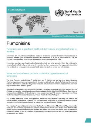 Fumonisins Fumonisins Are a Significant Health Risk to Livestock, and Potentially Also to Humans