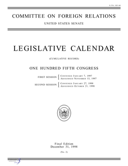 Legislative Calendar