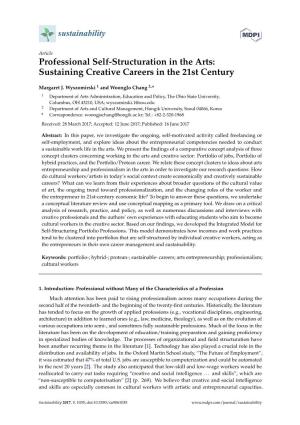 Professional Self-Structuration in the Arts: Sustaining Creative Careers in the 21St Century