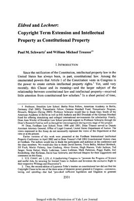 Eldred and Lochner: Copyright Term Extension and Intellectual Property As Constitutional Property