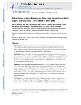 Sales Trends in Price-Discounted Cigarettes, Large Cigars, Little Cigars, and Cigarillos—United States, 2011–2016