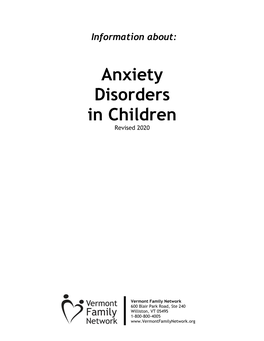 Anxiety Disorders in Children Revised 2020