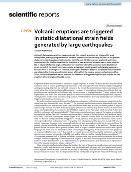 Volcanic Eruptions Are Triggered in Static Dilatational Strain Fields