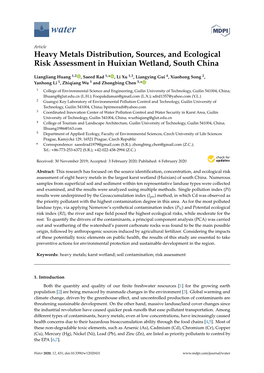 Heavy Metals Distribution, Sources, and Ecological Risk Assessment in Huixian Wetland, South China