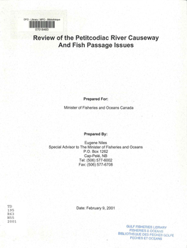 Review of the Petitcodiac River Causeway and Fish Passage Issues