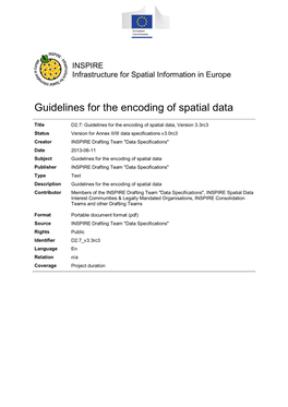 Guidelines for the Encoding of Spatial Data