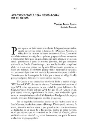 “Aproximación a Una Genealogía De El Greco”, Por Ventura Leblic García