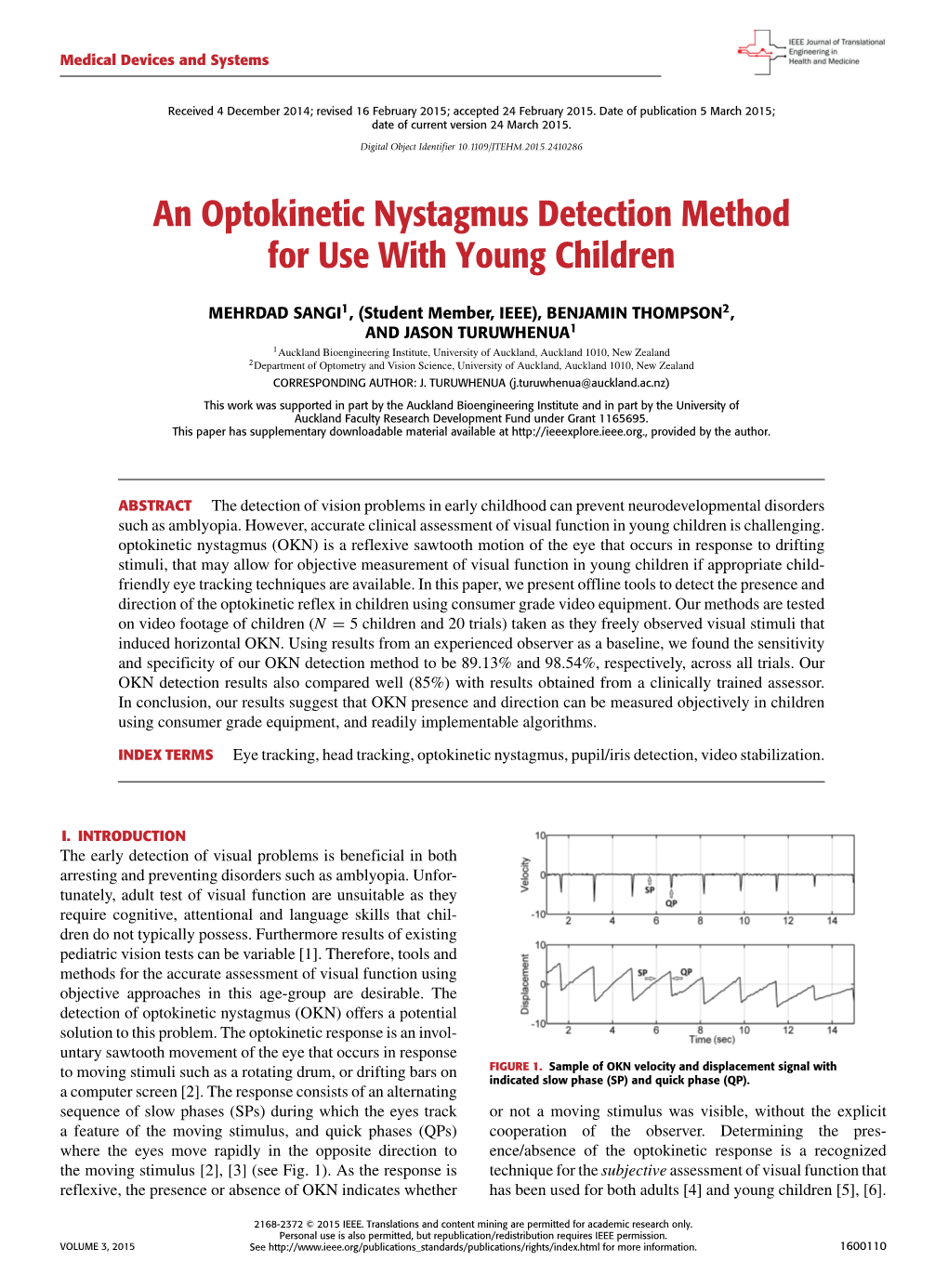 An Optokinetic Nystagmus Detection Method for Use with Young Children