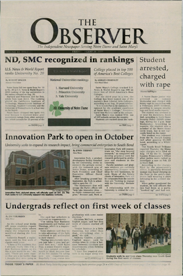 ND, SMC Recognized in Rankings Innovation Park to Open in October