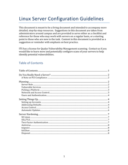 Linux Server Configuration Guidelines