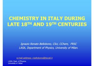 Chemistry in Italy During Late 18Th and 19Th Centuries