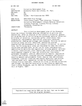 DOCUMENT RESUME ED 392 462 IR 055 848 TITLE Collection