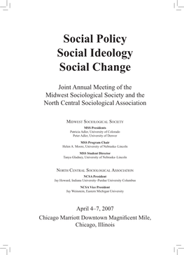Social Policy Social Ideology Social Change