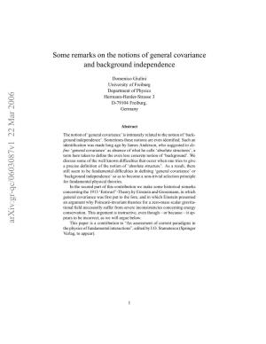 Some Remarks on the Notions of General Covariance And