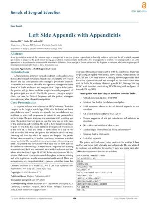 Left Side Appendix with Appendicitis