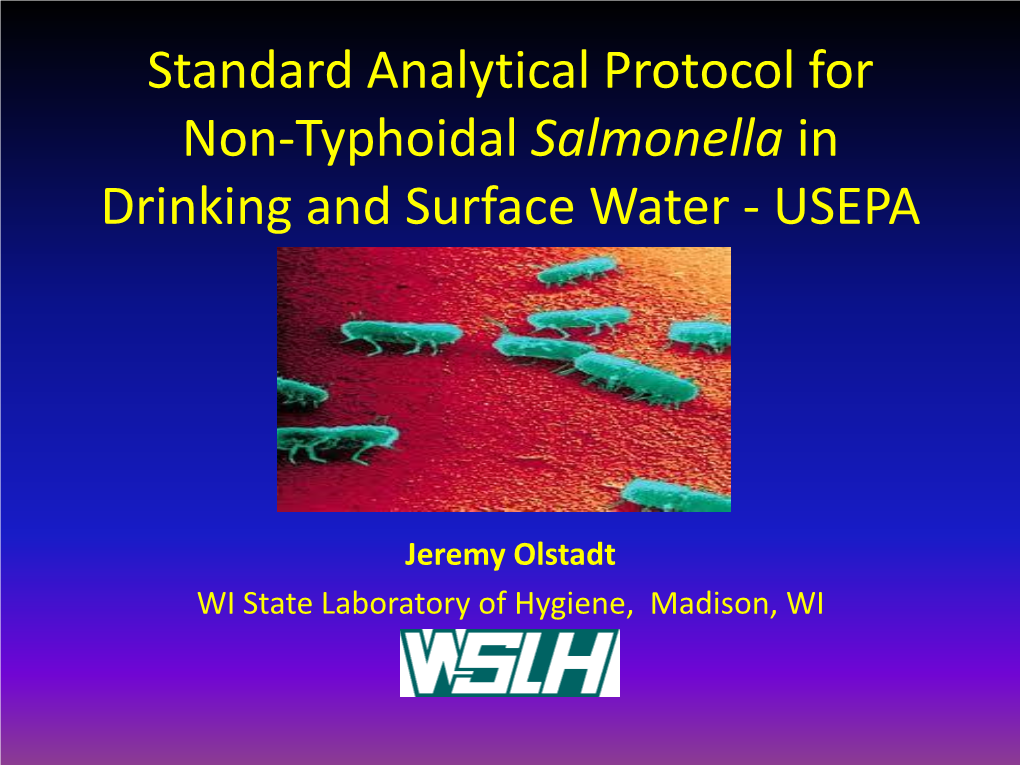 Protocol for Non-Typhoidal Salmonella in Drinking and Surface Water - USEPA