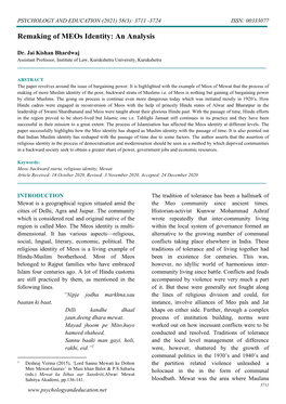 Remaking of Meos Identity: an Analysis