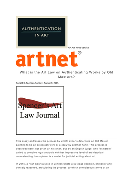 What Is the Art Law on Authenticating Works by Old Masters – Artnet