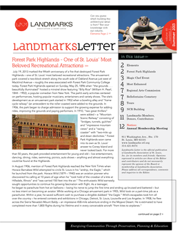 Landmarks Letter, Summer 2013