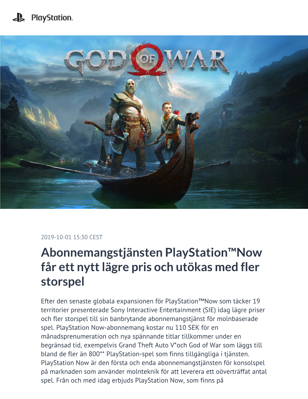 Abonnemangstjänsten Playstation™Now Får Ett Nytt Lägre Pris Och Utökas Med Fler Storspel