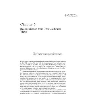 Chapter 5 Reconstruction from Two Calibrated Views