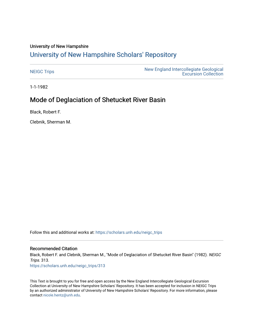 Mode of Deglaciation of Shetucket River Basin