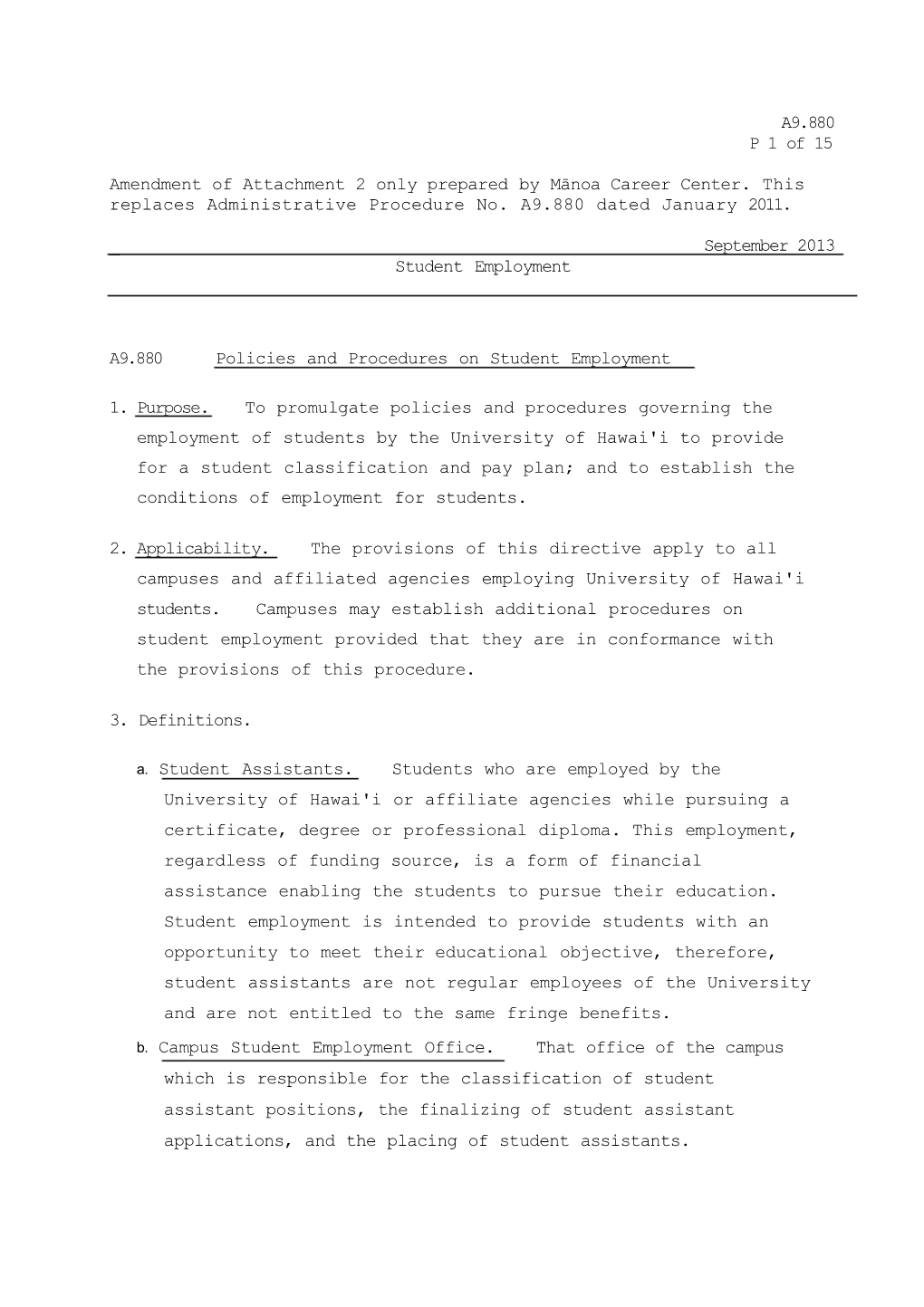 A9.880 P 1 of 15 Amendment of Attachment 2 Only Prepared By