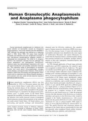 Human Granulocytic Anaplasmosis and Anaplasma Phagocytophilum J