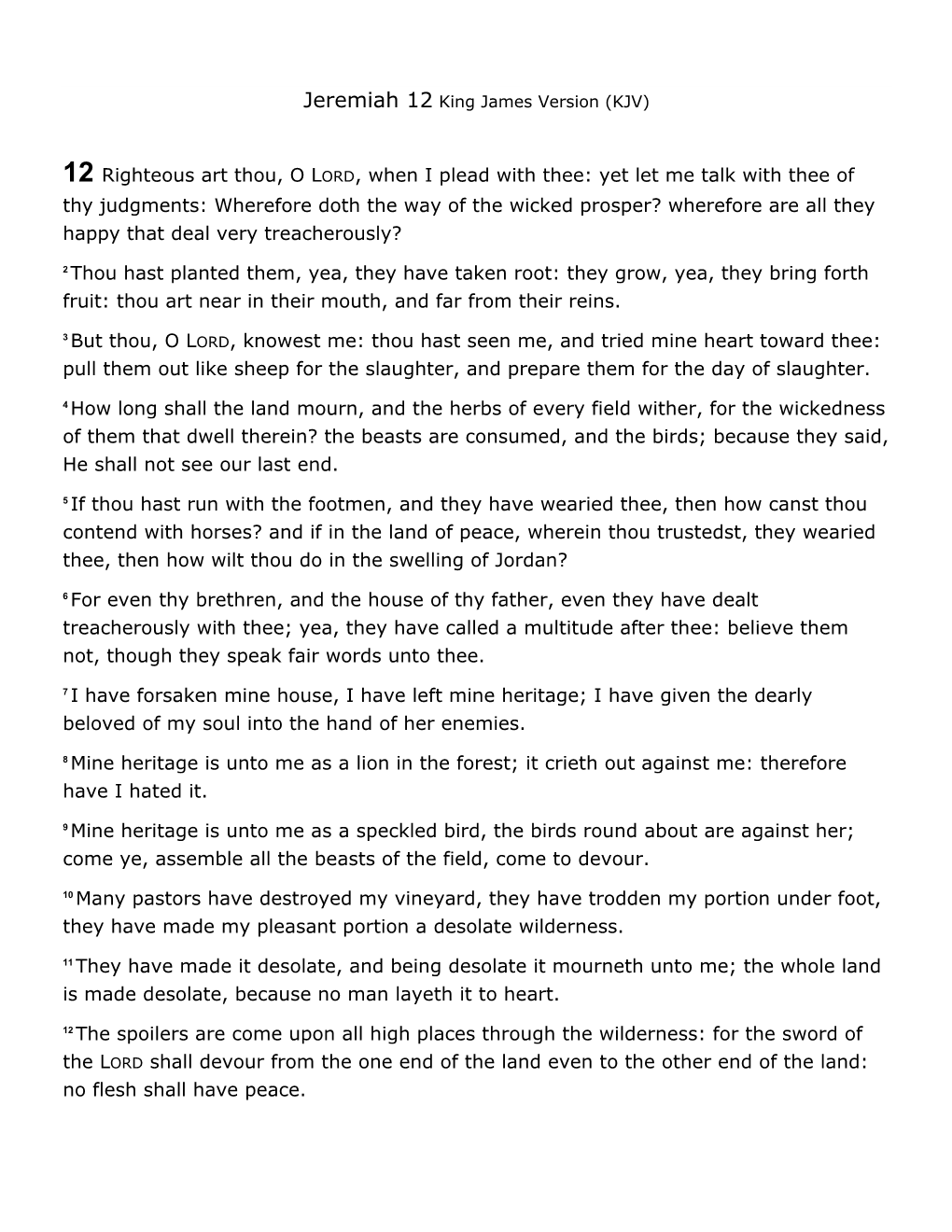 Jeremiah 12 King James Version (KJV)