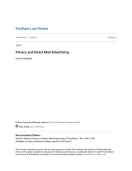 Privacy and Direct Mail Advertising