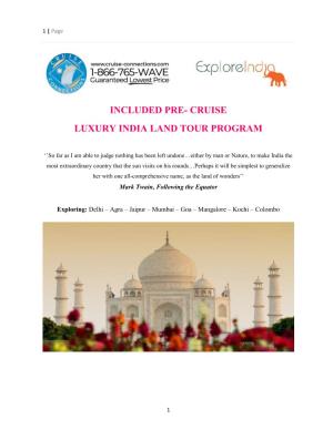 Included Pre- Cruise Luxury India Land Tour Program