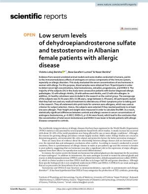 Low Serum Levels of Dehydroepiandrosterone Sulfate