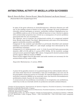 Antibacterial Activity of Ibicella Lutea Glycosides